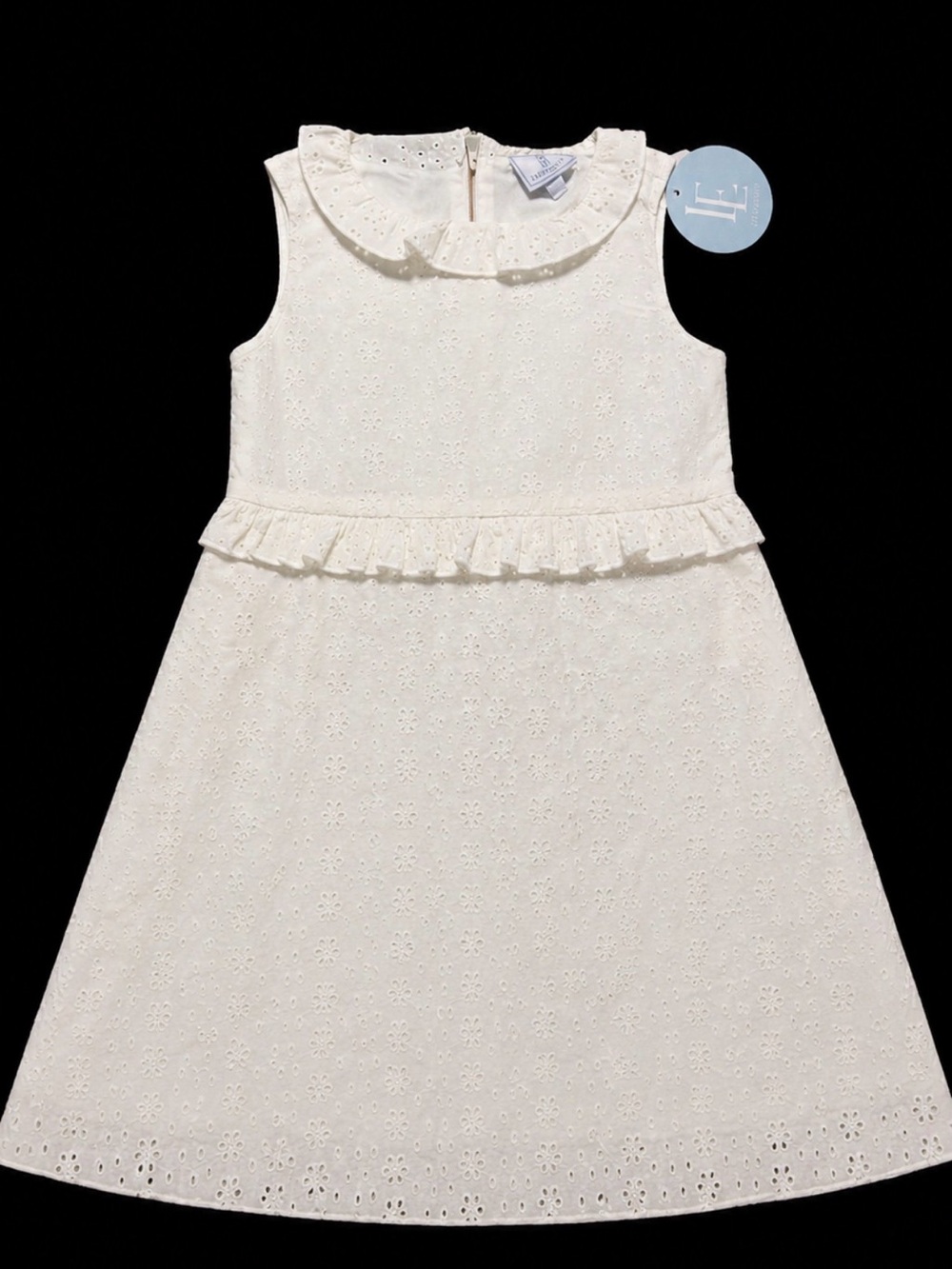 Little English Annabel Sundress Eyelet White Girls Size 7 NWT